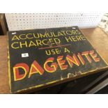 An original Dagenite the dependable accumulator double sided enamel sign (A/F)