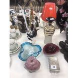 A quantity of assorted glassware including a Victorian hallmarked silver lidded trinket A/F and two