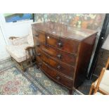 A mahogany bow front chest of five drawers