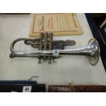 A silver plated English trumpet class "A" Besson & Co engraved