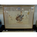 A framed watercolour 'inviting Turkey for dinner' signed Robinson