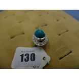 An 18ct gold seed pearl and turquoise ring,