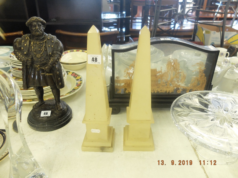 A pair of 19th century alabaster Obelisks - Image 2 of 2