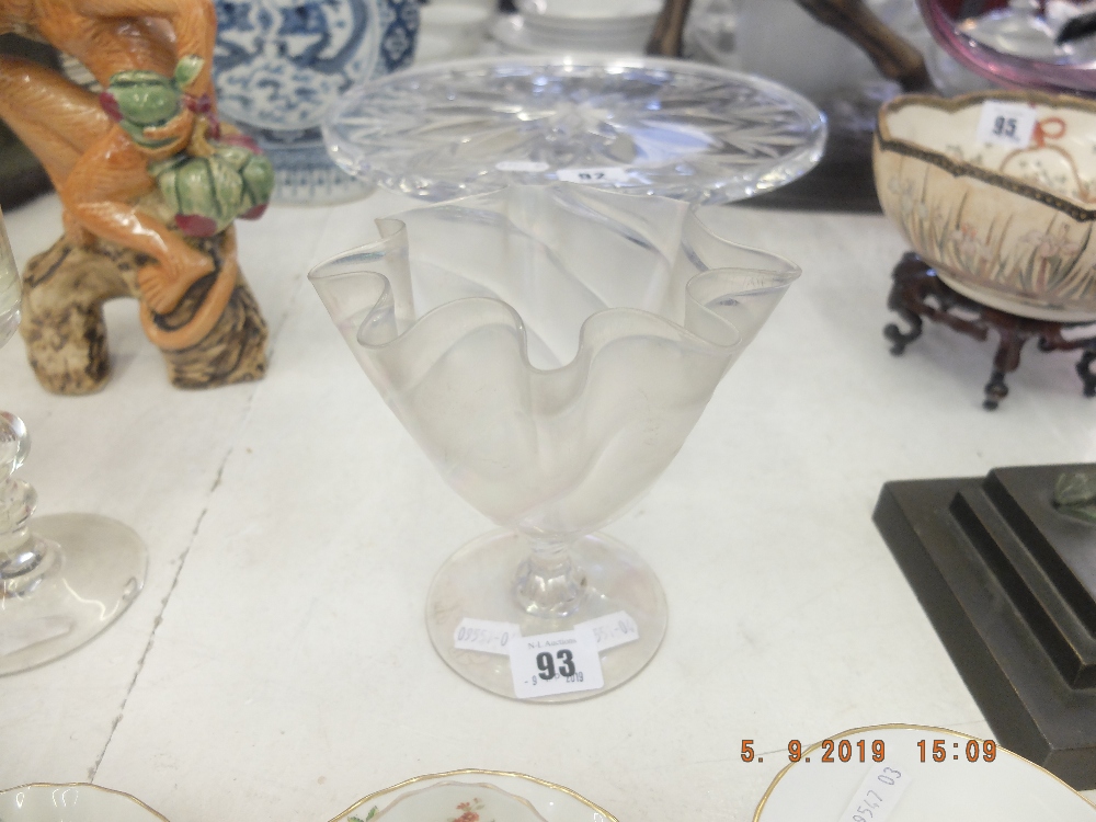 A 1920s iridescent glass vase monogrammed to base