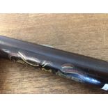 A Victorian turned rosewood truncheon painted with "I" over crown over "V,R" over castle,