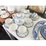 A Royal Doulton Cambridge blue and white tea and coffee service