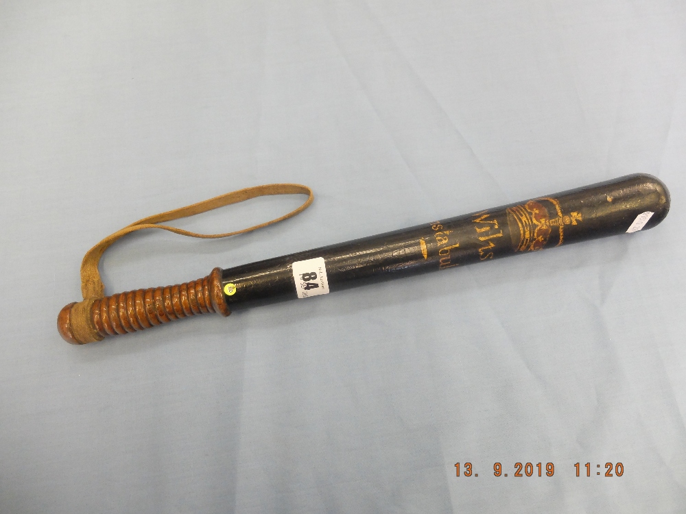 A Victorian turned wood truncheon painted with crown over "Wilts Constabulary" on a black ground - Image 8 of 8