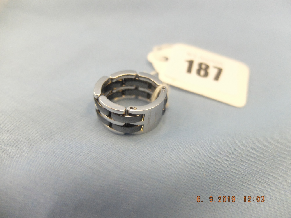 A Chanel 18ct white gold and ceramic flex ring, - Image 4 of 9