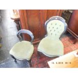 A 19th century balloon back chair and side chair