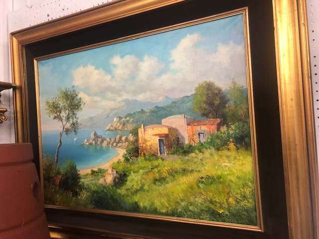 A framed oil on canvas continental scene, - Image 6 of 12