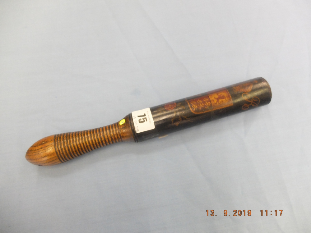 A Victorian turned wood truncheon painted with crown over "VR" cipher over "S. - Image 7 of 7