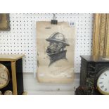 An early 20th century wartime watercolour 'Old Bill' signed and dated Fred Mallward Grey,