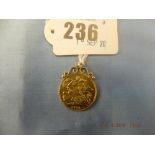 An Edward VII Sovereign mounted as pendant