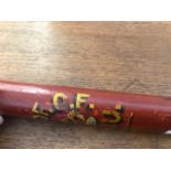 A 19th century turned wood truncheon painted with "A.E.O" of "O.F.K.