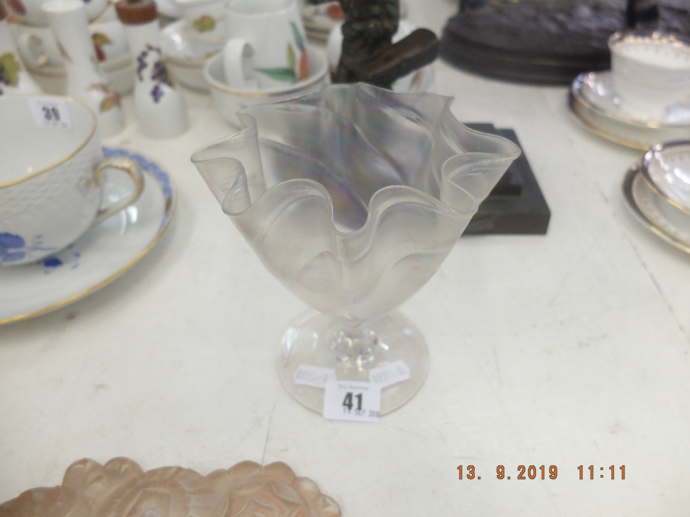 A 1920s iridescent glass vase monogrammed to base - Image 2 of 2