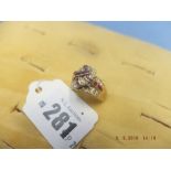 An 18ct gold Italian 1950's diamond and ruby ring A/F size S weight 7 grams