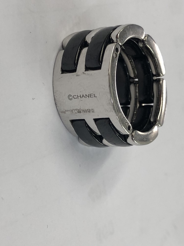 A Chanel 18ct white gold and ceramic flex ring, - Image 2 of 9