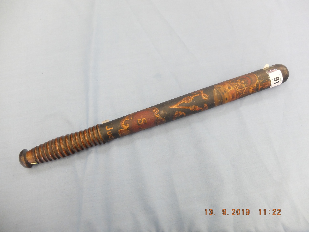 A Victorian turned wood truncheon painted with crown over "VR" cipher over "S. - Image 7 of 7