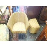 A Lloyd loom chair and basket