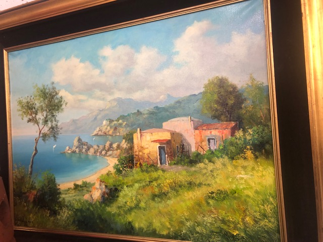 A framed oil on canvas continental scene, - Image 9 of 12