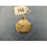 An art deco 9ct gold ope faced slim line pocket watch