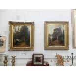 A pair of gilt framed oils on canvas country scenes