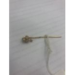 A Shamrock diamond and pearl Tye pin, 18ct gold,