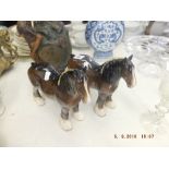 Two Beswick shire horses