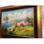 A framed oil on canvas continental scene,