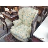 A wing armchair