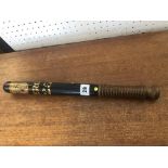 A Victorian turned wood truncheon painted "E.S.C" within shield over " Sergt.