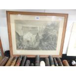 A signed charcoal sketch farm scene signed and dated 1901