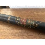 A 19th Century turned wood long truncheon painted with " Wortham" over royal coat of arms within