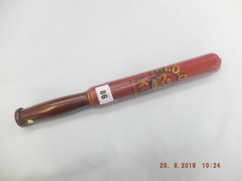 A 19th century turned wood truncheon painted with "A.E.O" of "O.F.K. - Image 7 of 7