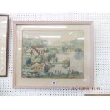 A framed and glazed watercolour country scene