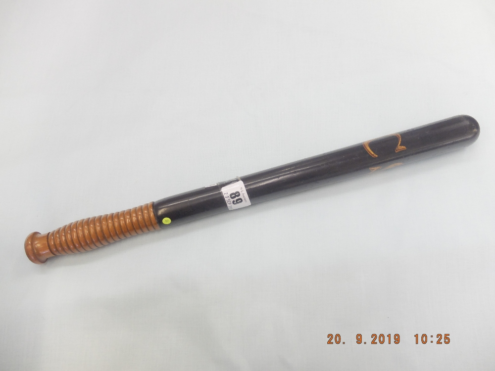 A Victorian turned hardwood truncheon painted with "CS", with ribbed handle, - Image 6 of 6