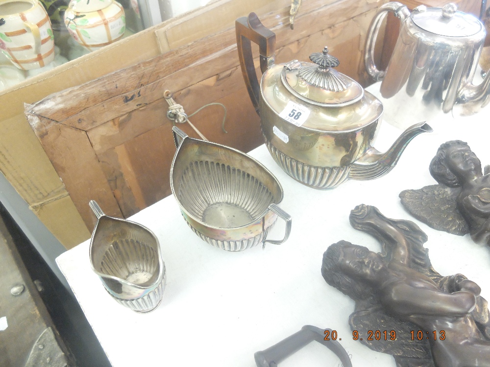 A silver plated three piece tea set