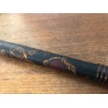 A Victorian turned wood truncheon painted with crown over "VR" cipher over "S.