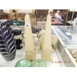 A pair of 19th century alabaster Obelisks