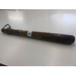 A late Victorian turned ash truncheon, stamped "Dundee Police",