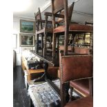 An oak refectory table and five chairs