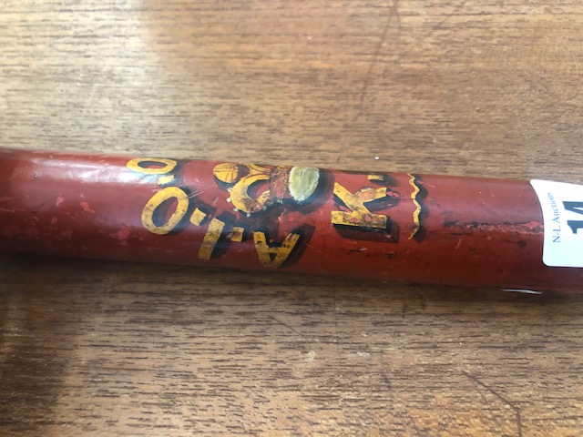 A 19th century turned wood truncheon painted with "A.E.O" of "O.F.K.