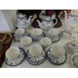 A Royal Doulton Cambridge blue and white tea and coffee service