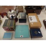 A selection of assorted items including a Tiffany & Co note book,
