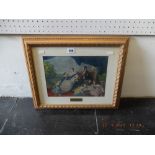 A gilt framed colour print of Queen Victoria & Albert