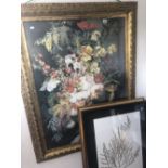 LARGE FRAMED BATIK AFRICAN MARKET SCENE,