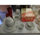 A quantity of china including Wedgewood Bunnykins and a boxed sake set