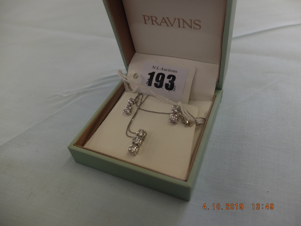 A pair of 18ct white gold and diamond earrings plus a matching pendant on white gold chain (9ct - Image 2 of 2