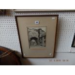 An etching Rye Village signed Frank D Marriot