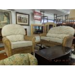 A two seater Rattan sofa and chair